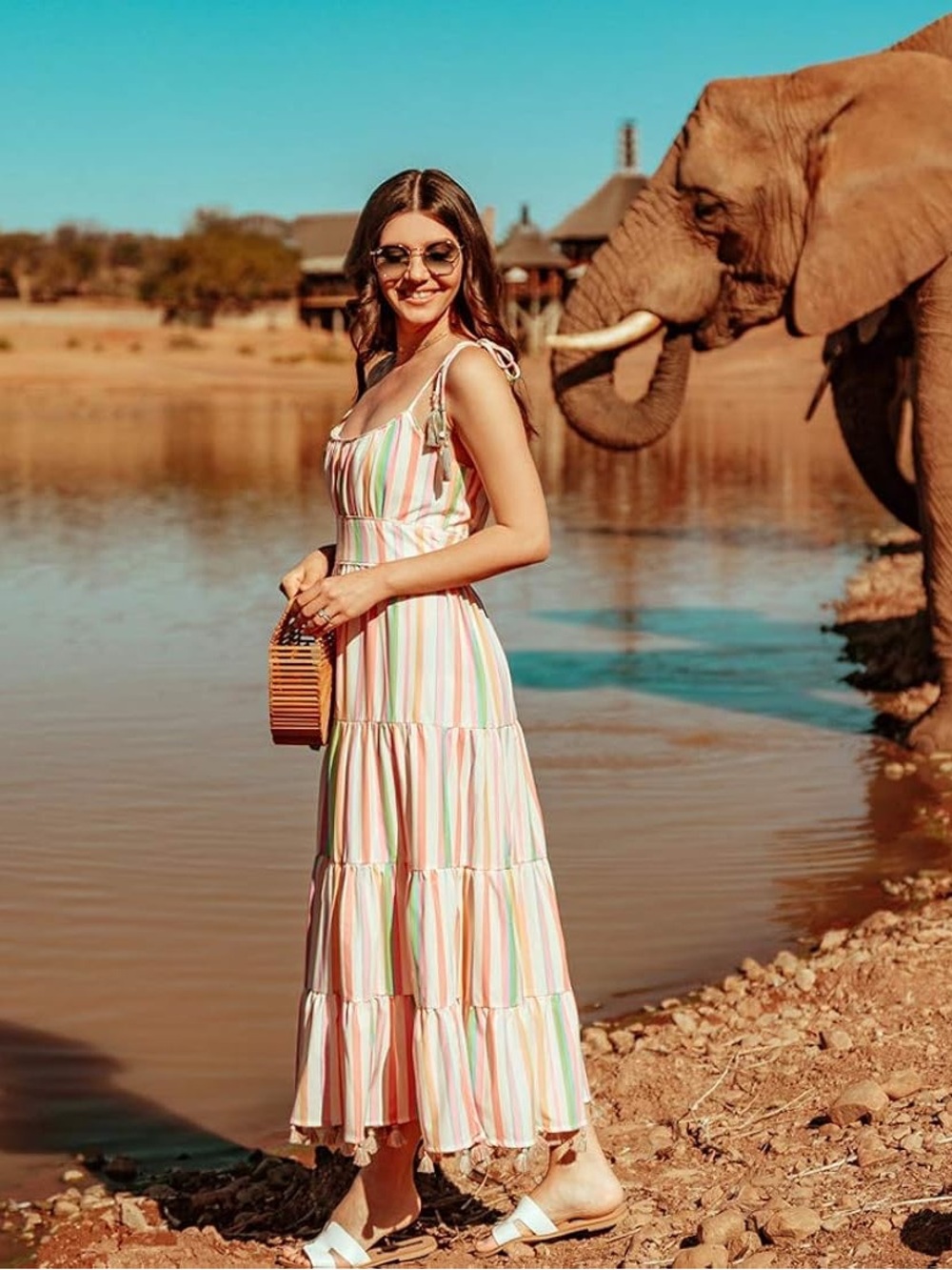 Chicwish Rainbow Candies Striped Midi Dress